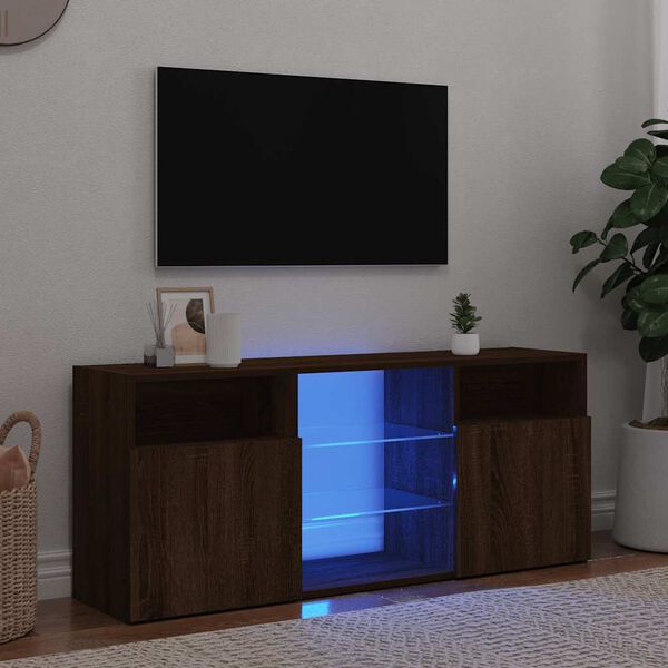 vidaXL TV-benk med LED-lys brun eik 120x30x50 cm