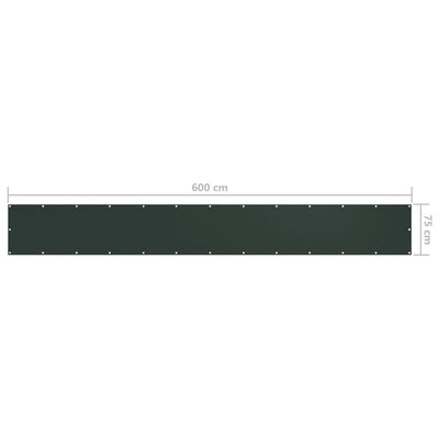 vidaXL Balkongskjerm mørkegrønn 75x600 cm oxfordstoff