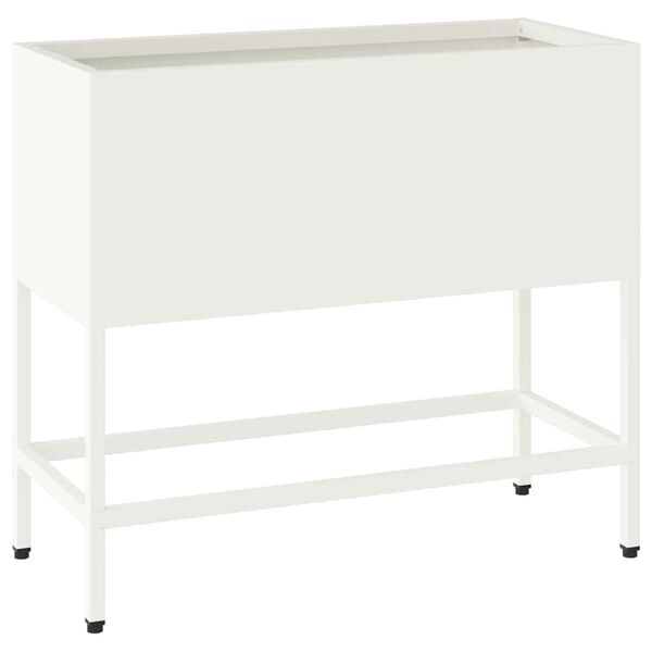 vidaXL Hevet Hageplante Hvit 60 x 26 x 45 cm Stål