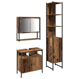 vidaXL Baderomsinnredningssett med d&oslash;r 3 pcs Gamle tre Konstruert tre