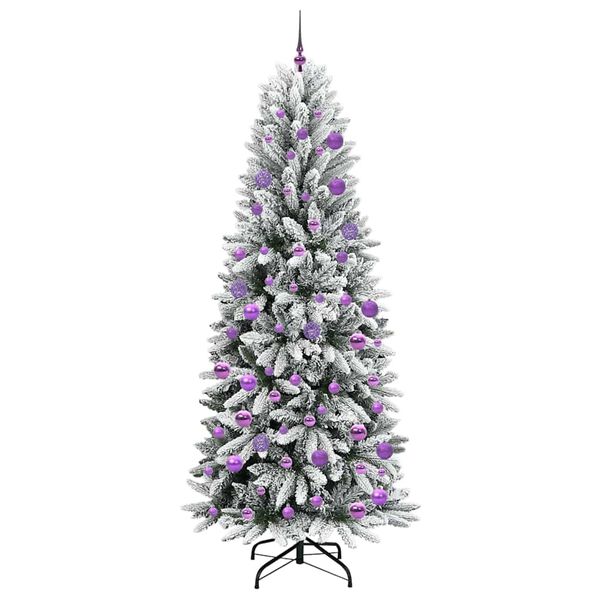 vidaXL Kunstig juletre med 300 LED Hvit 210 cm PVC, plast, st&aring;l og PE