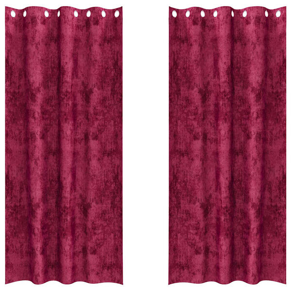 vidaXL Fl&oslash;yel Gardiner med gardiner 2 pcs Vinr&oslash;d 245 x 140 cm Fl&oslash;yel