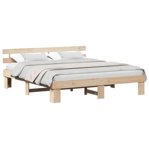 vidaXL Sengestamme med hodegjerde Naturlig 200 x 200 cm Massiv furu
