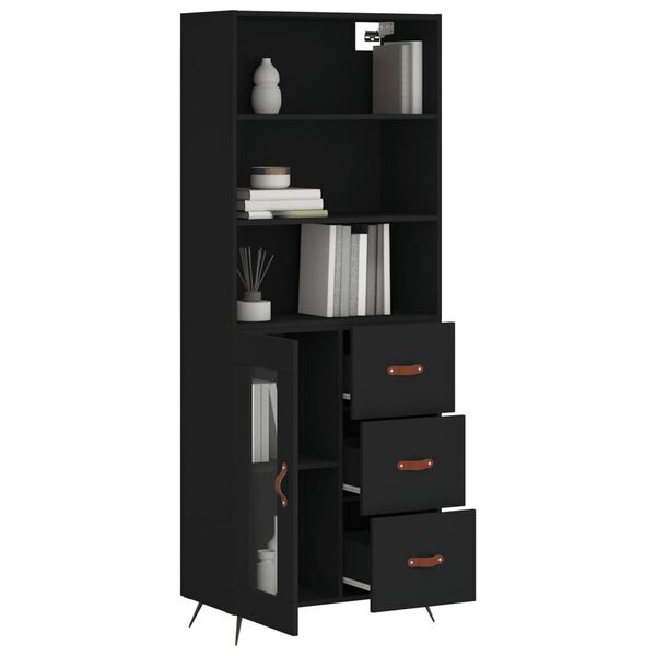 vidaXL Highboard svart 69,5x34x180 cm konstruert tre