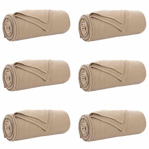 vidaXL Kastepledd 6 stk. Kamel 170 x 130 cm 1.97 kg Fleece