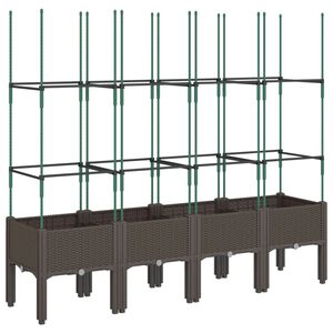 vidaXL Plantekasse med espalier brun 160x40x142,5 cm PP