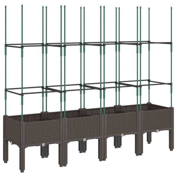 vidaXL Plantekasse med espalier brun 160x40x142,5 cm PP