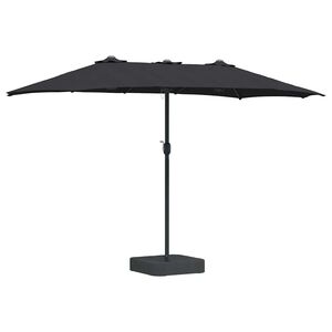 vidaXL Hageparasol Svart 385 x 209 x 244 cm Polyester og st&aring;l