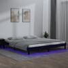 vidaXL Sengeramme med LED svart 200x200 cm heltre