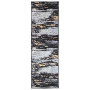 vidaXL Teppe Runner LESAKA Svart og Gull 50 x 100 cm Diamant fl&oslash;yel