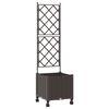vidaXL Hageplanter med espalier og hjul Brun 40 x 40 x 149 cm PP