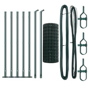 vidaXL Gjerde med stolpe gr&oslash;nn 0,4 x 10 m St&aring;l og PVC