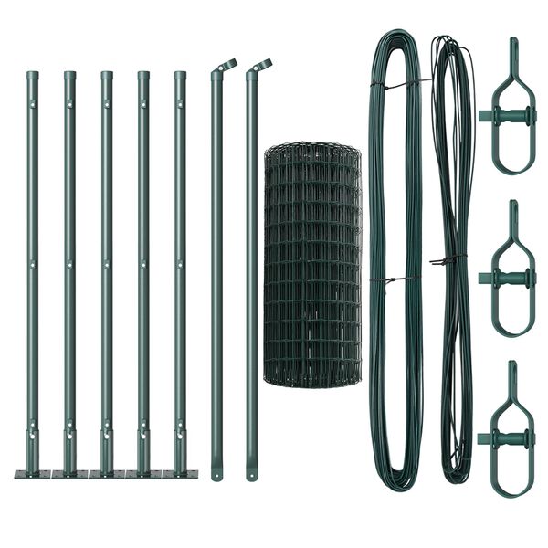 vidaXL Gjerde med stolpe gr&oslash;nn 0,4 x 10 m St&aring;l og PVC