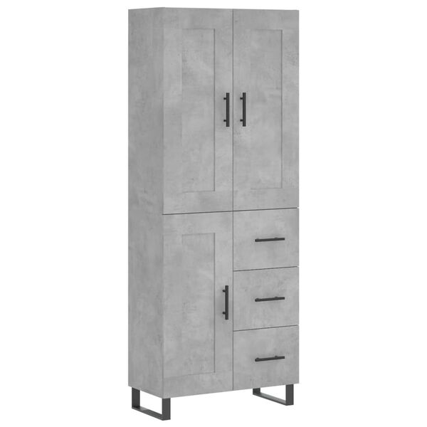 vidaXL Highboard betonggr&aring; 69,5x34x180 cm konstruert tre
