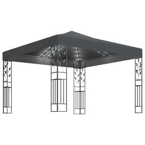 vidaXL Paviljong med LED-lysslynge 3x3 m antrasitt