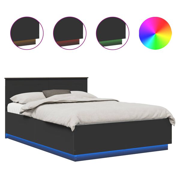 vidaXL Sengestamme med hodegjerde Svart 150 x 200 cm Konstruert tre