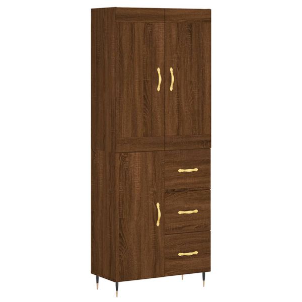 vidaXL Highboard brun eik 69,5x34x180 cm konstruert tre