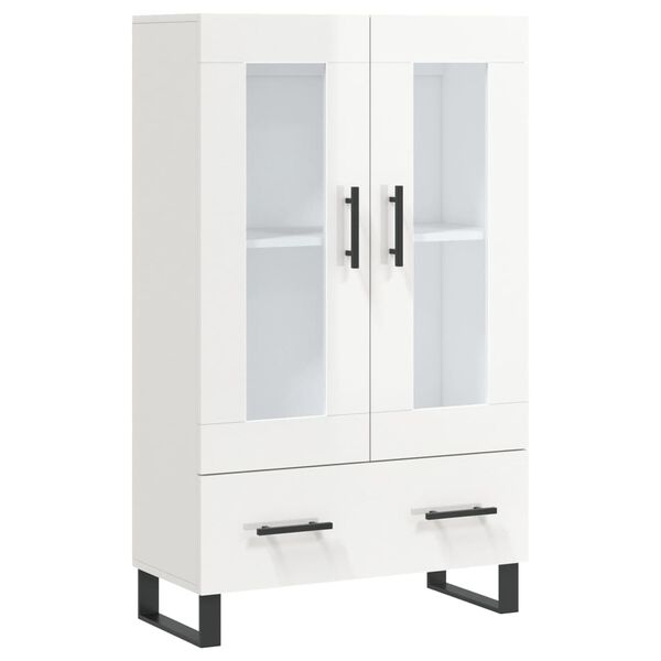 vidaXL Highboard høyglans hvit 69,5x31x115 cm konstruert tre