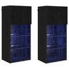 vidaXL Vegghengte TV-skap med LED 2 pcs Svart Eik 40,5 x 30 x 90 cm