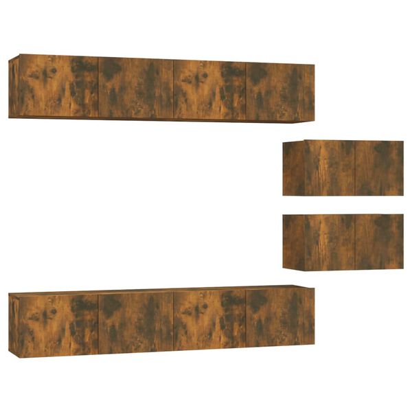 vidaXL TV-skapsett 6 deler røkt eik konstruert tre