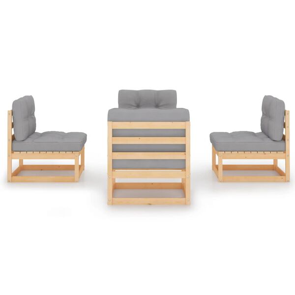 vidaXL Hagesofagruppe med puter 4 deler heltre furu