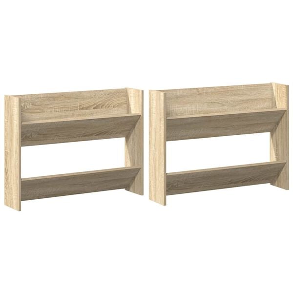 vidaXL Veggskoskap 2 stk sonoma eik 80x18x60 cm sponplater