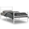 vidaXL Sengeramme i metall med hode- og fotgavl hvit 100x190 cm