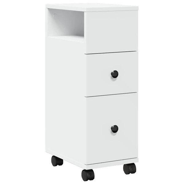 vidaXL Baderomsskap med hjul hvit konstruert tre