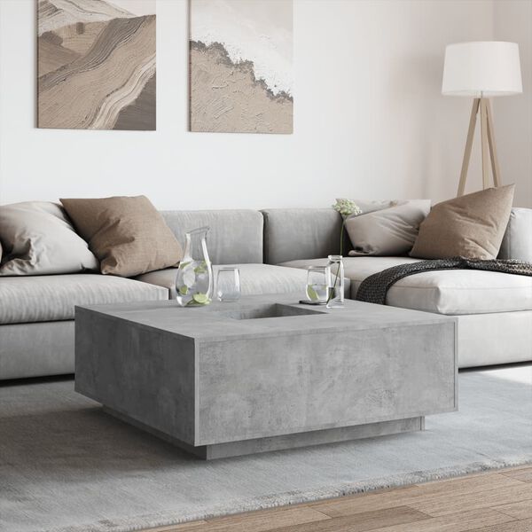 vidaXL Salongbord betonggr&aring; 100x100x40 cm konstruert tre