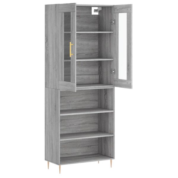 vidaXL Highboard gr&aring; sonoma 69,5x34x180 cm konstruert tre