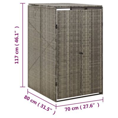 vidaXL Søppeldunkskur enkelt grå 70x80x117 cm polyrotting