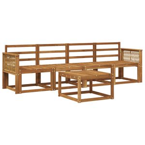 vidaXL Utend&oslash;rs sofa-sett 5 pcs Naturlig Solid akasietre