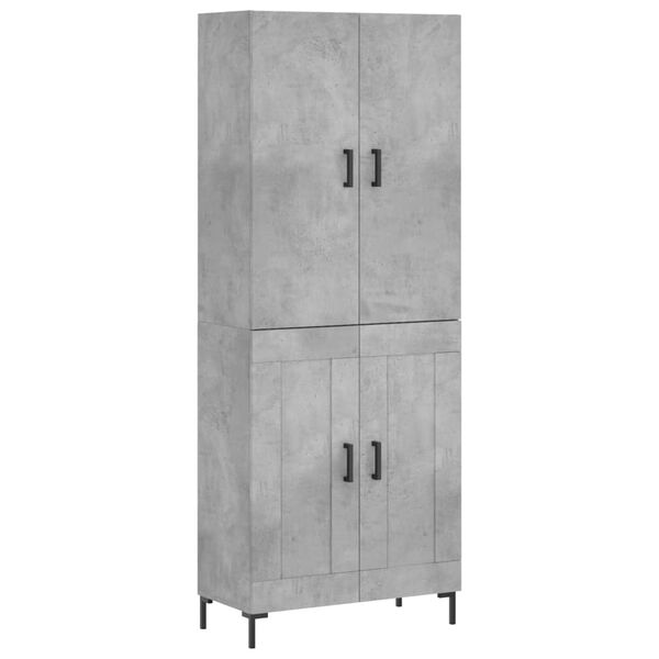 vidaXL Highboard betonggr&aring; 69,5x34x180 cm konstruert tre