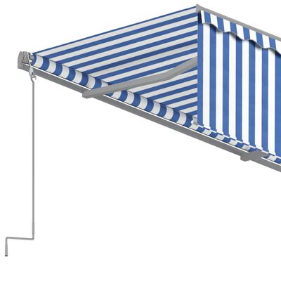 vidaXL Automatisk uttrekkbar markise med rullegardin 4x3 m blå og hvit