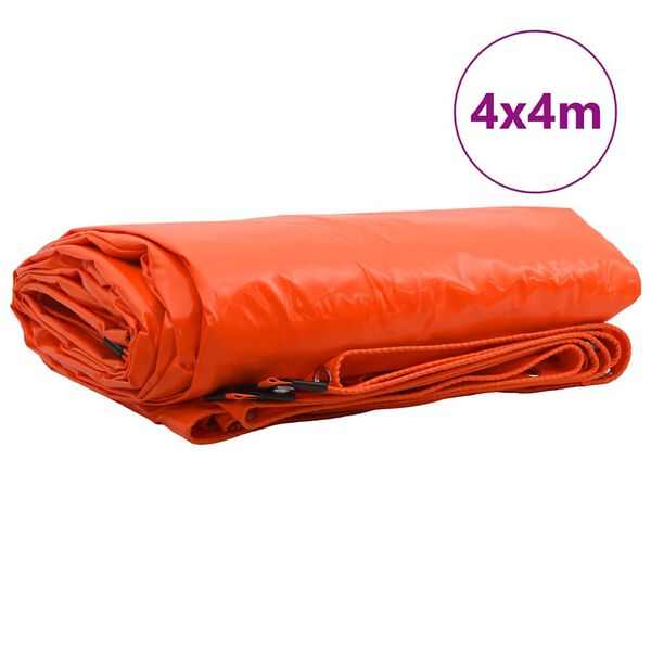 vidaXL Presenning 650g / m² Oransje 4 x 4 m Lerret med PVC-belegg