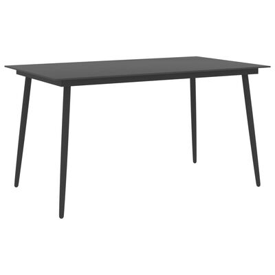 vidaXL Hagebord svart 150x90x74 cm stål og glass