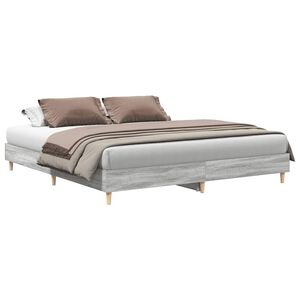 vidaXL Sengeramme uten madrass gr&aring; sonoma 200x200 cm konstruert tre