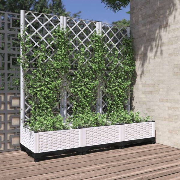 vidaXL Hagepotte med espalier hvit 120x40x121,5 cm PP