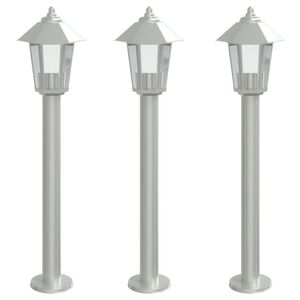vidaXL Utend&oslash;rs gulvlamper 3 stk s&oslash;lv 80 cm rustfritt st&aring;l