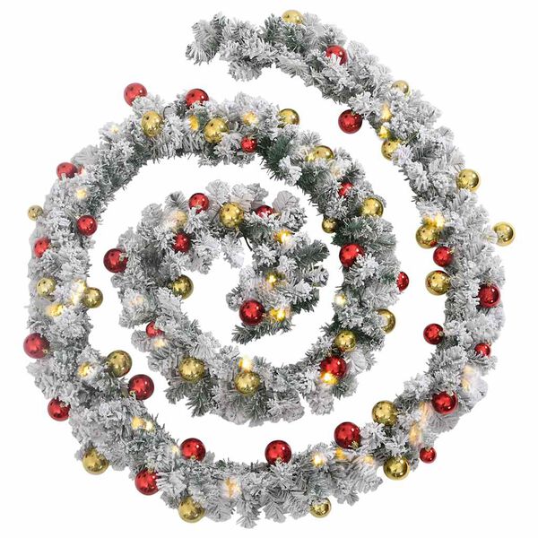 vidaXL Julekrans med kuler og LED-lys gr&oslash;nn 20 m PVC