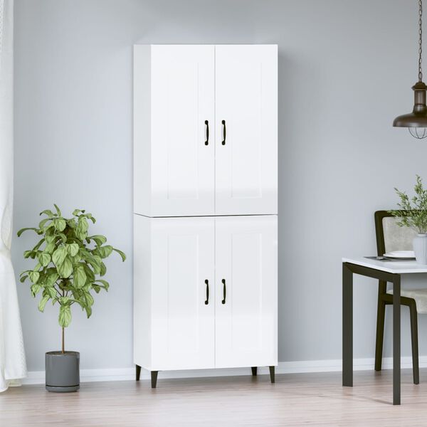 vidaXL Highboard h&oslash;yglans hvit 69,5x34x180 cm konstruert tre