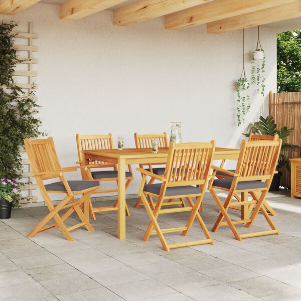 vidaXL Sammenleggbart stol med pute 6 pcs Gr&aring; 49 x 57.5 x 92cm