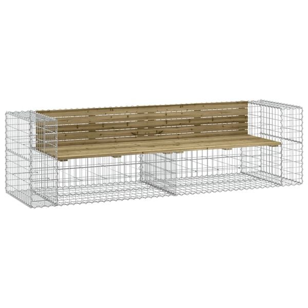 vidaXL Hagebenk gabiondesign 244x71x65,5 cm impregnert furu