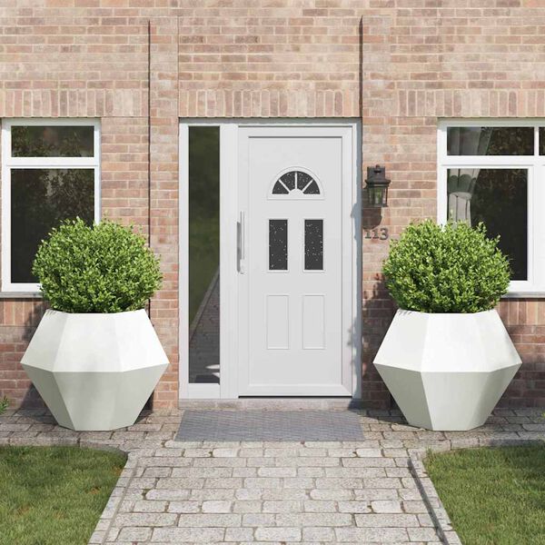 vidaXL Plantekassed 2 pcs Hvit 100 x 100 x 80 cm St&aring;l