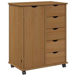 vidaXL Rullende skap 63,5 x 39 x 79 cm Massiv furu Honning brun
