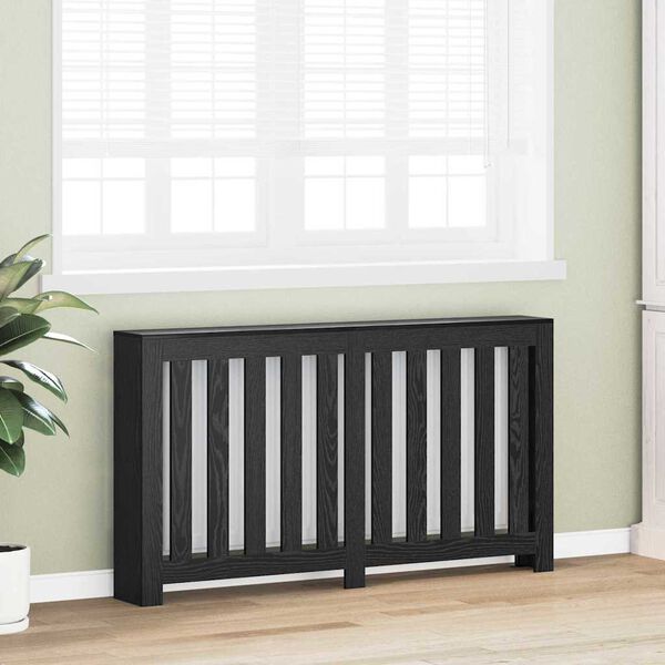vidaXL Radiator Deksel Svart Eik 149 x 20 x 82 cm Konstruert tre