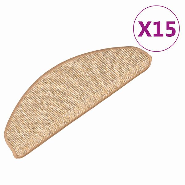 vidaXL Trappematter 15 stk 65x21x4 cm lysebrune halvrund store