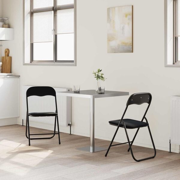 vidaXL Sammenleggbart stol 2 pcs Svart 48 x 44 x 78 cm Fl&oslash;yel