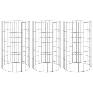 vidaXL Sirkul&aelig;r gabion h&oslash;ybed 3 stk galvanisert st&aring;l &Oslash;30x50 cm