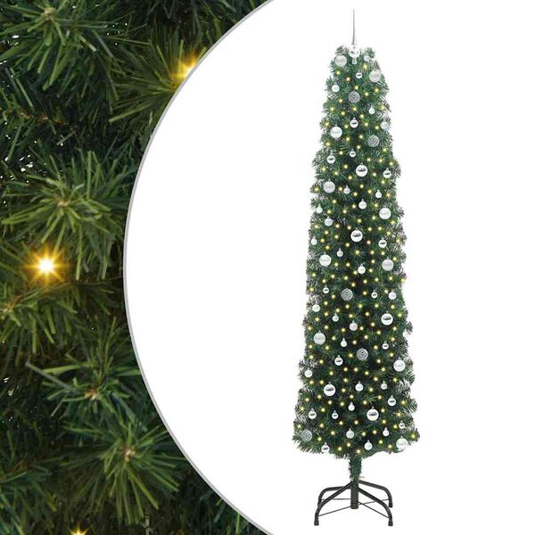 vidaXL Kunstig juletre med 300 LED grønn 240 cm PVC og stål og plast